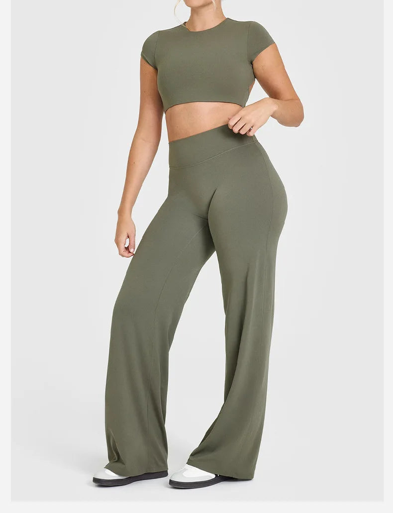 Women’s Straight-Leg Sports Pants – Wide-Leg Breathable Fitness & Casual Wear