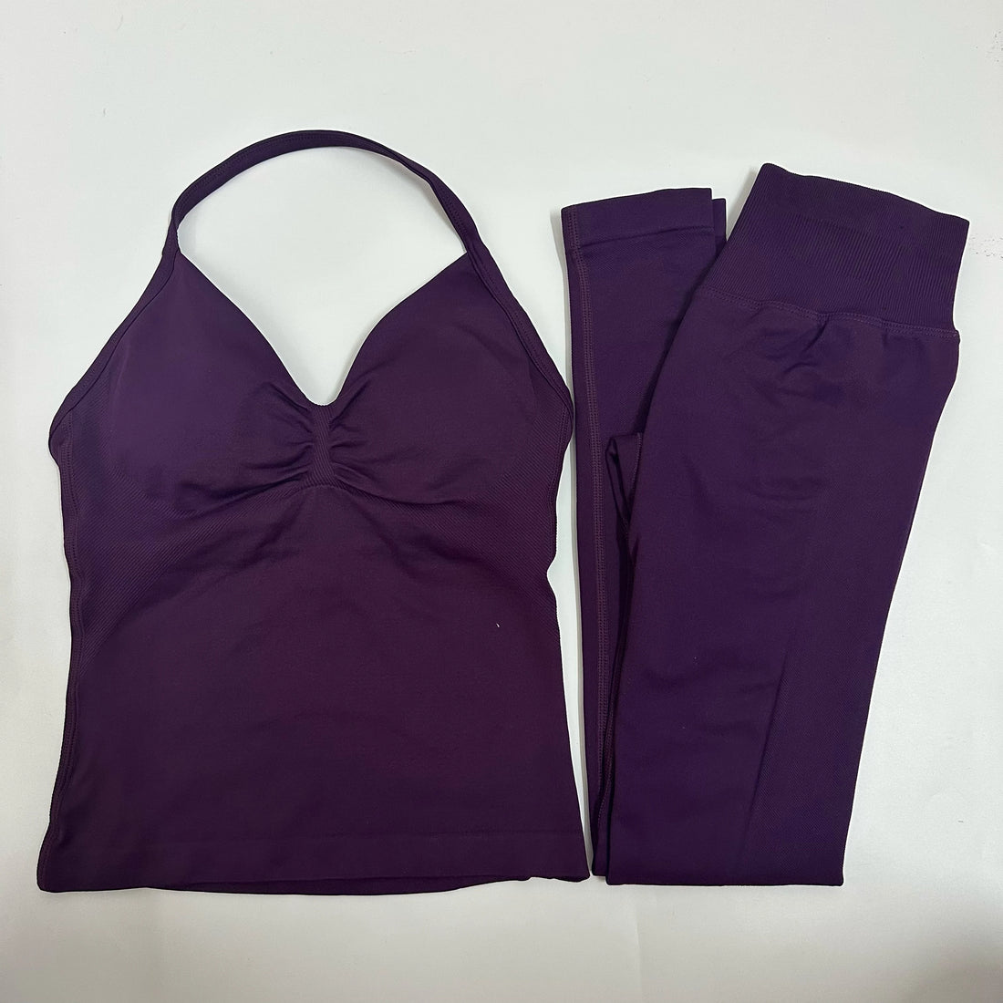 Women’s 2-Piece Yoga Set – High-Waist Leggings & Backless Tank Top