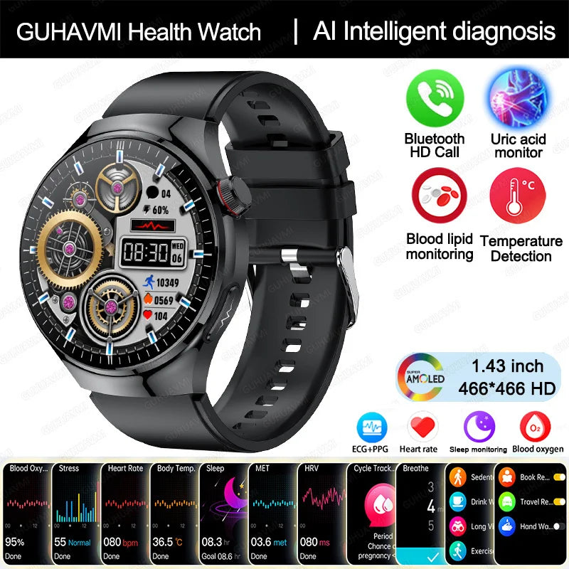 Nursing-Grade Health Smartwatch – Blood Oxygen, ECG, & Body Metrics