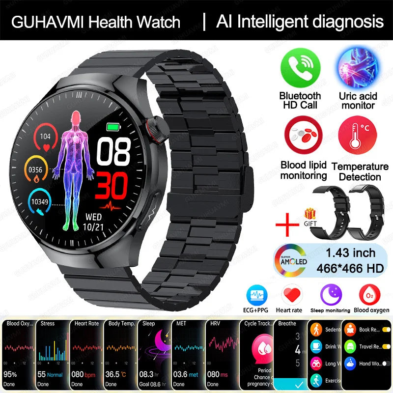 Nursing-Grade Health Smartwatch – Blood Oxygen, ECG, & Body Metrics
