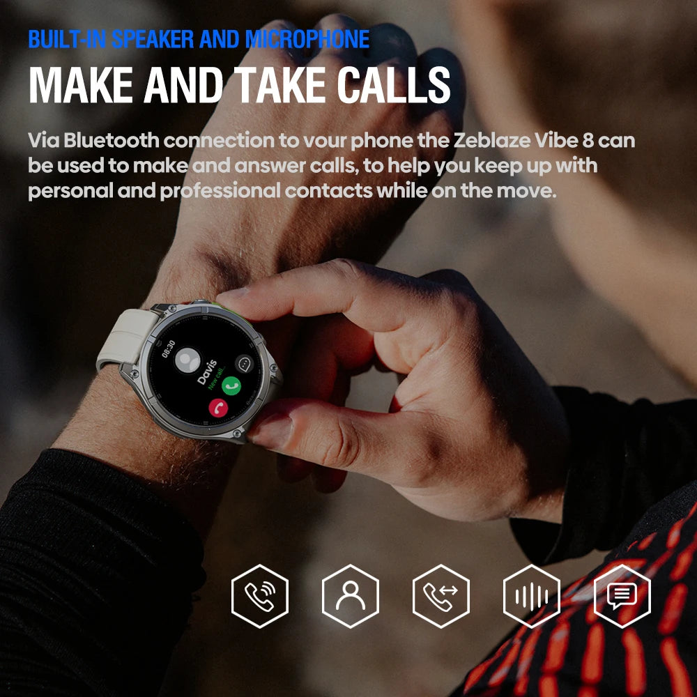 Zeblaze VIBE 8 Smartwatch – 1.43" AMOLED Voice Call & Multi-Sport Tracker
