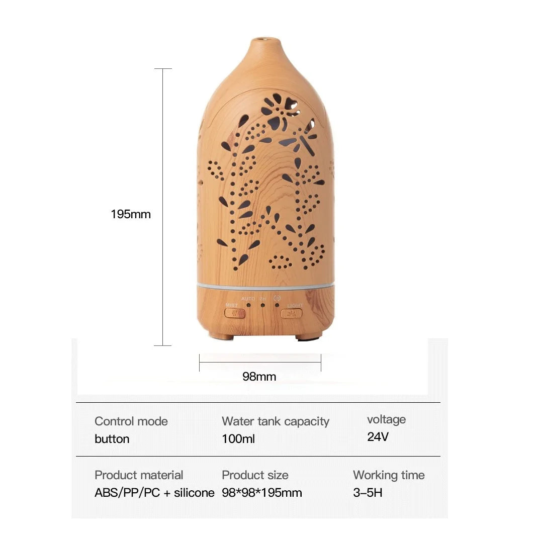 100ml Ultrasonic Essential Oil Diffuser – LED Lights & Adjustable Mist