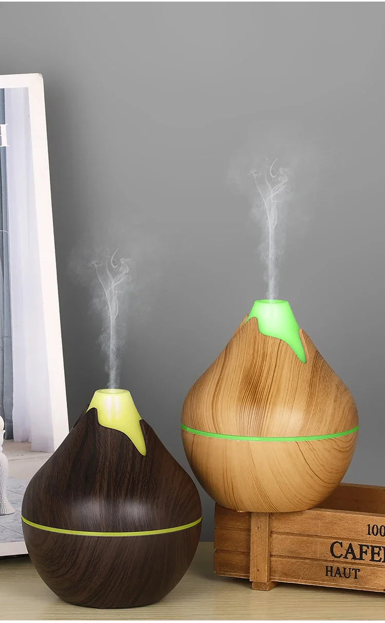 350ml USB Wood Aroma Diffuser – Ultrasonic Humidifier with LED Light