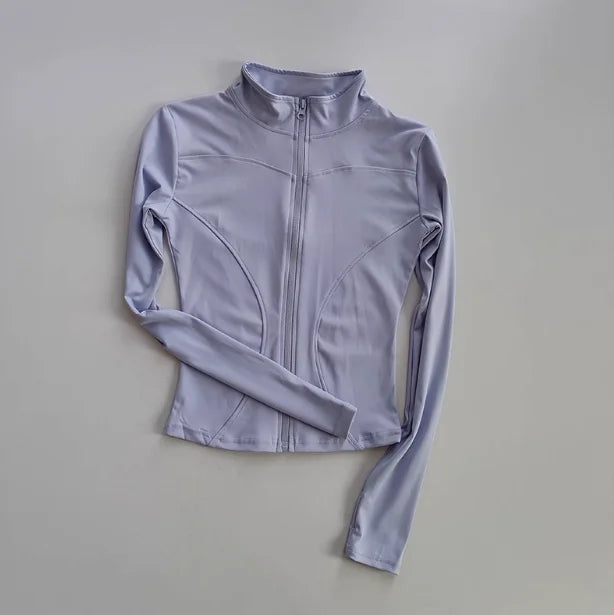 Women’s Slim Long-Sleeve Yoga Jacket – Quick-Dry Fitness Top with Zipper