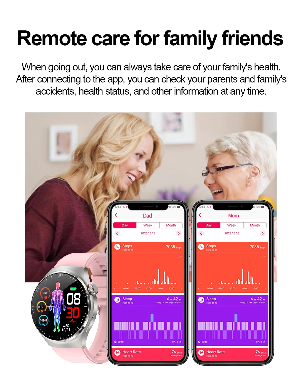 Nursing-Grade Health Smartwatch – Blood Oxygen, ECG, & Body Metrics
