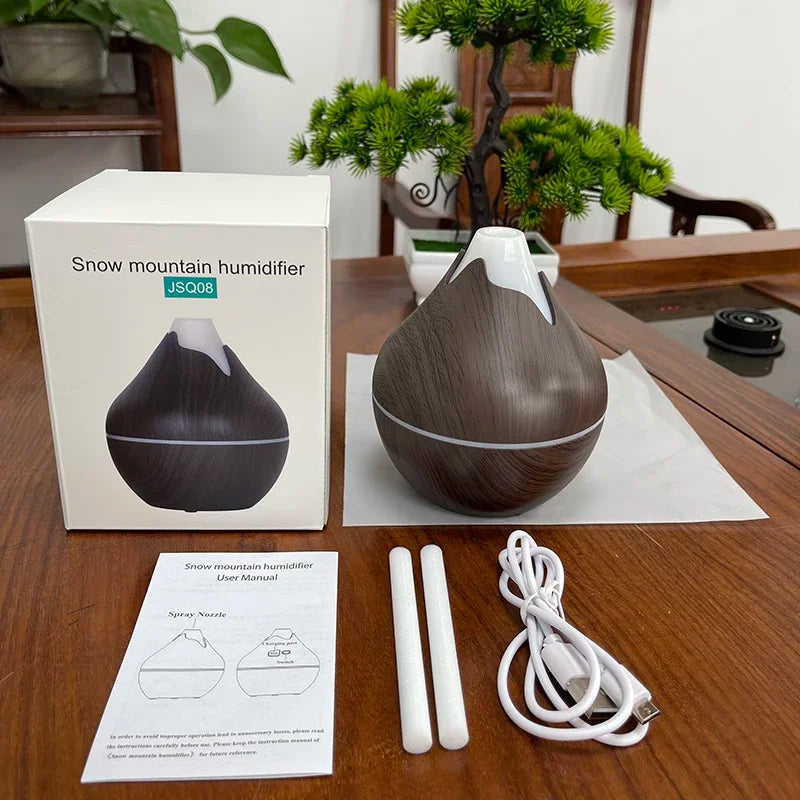 350ml USB Wood Aroma Diffuser – Ultrasonic Humidifier with LED Light