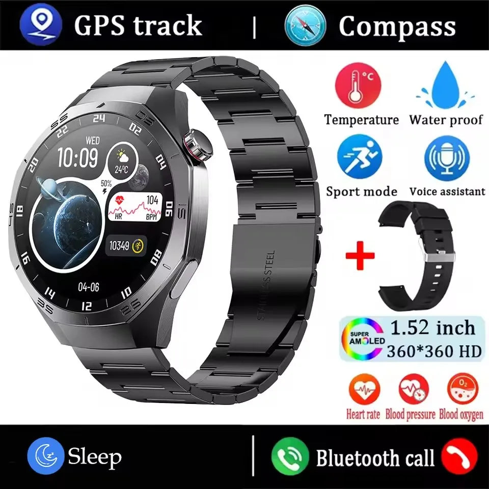 GT5 Pro Smartwatch – Men’s AMOLED GPS Heart Rate & Bluetooth Call