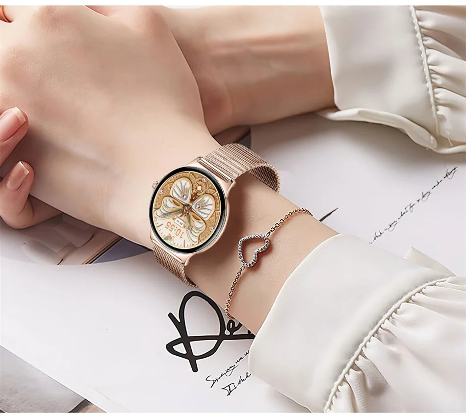 Ultra-Slim AMOLED Smartwatch – Heart Rate & BT Calling for Women