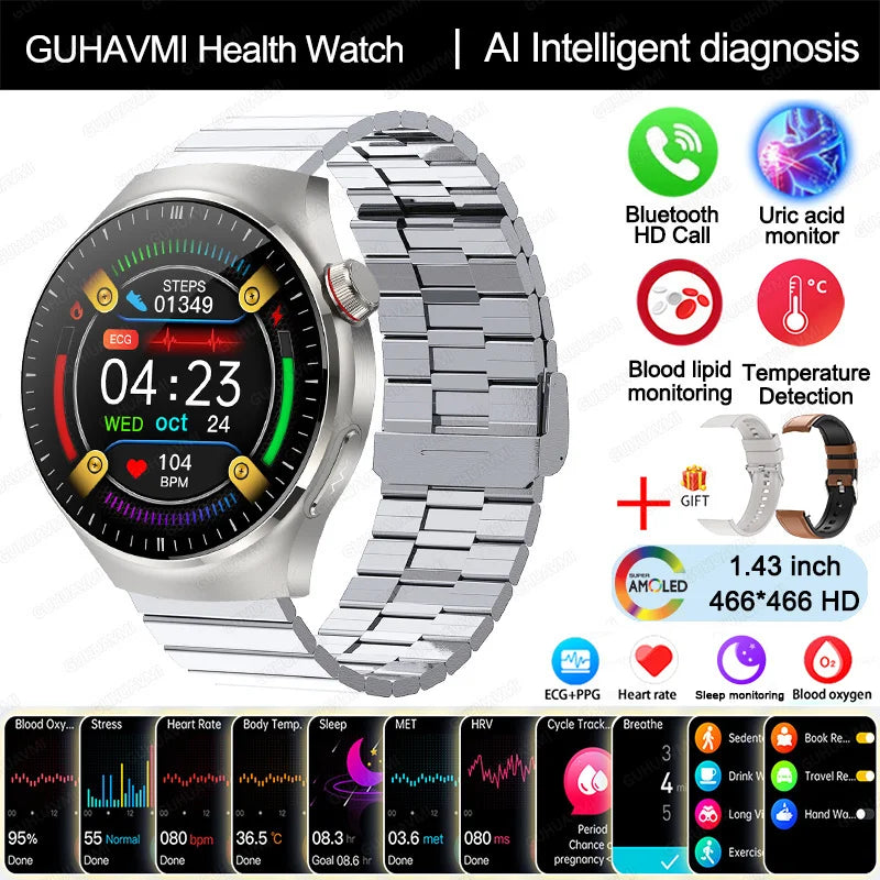 Nursing-Grade Health Smartwatch – Blood Oxygen, ECG, & Body Metrics