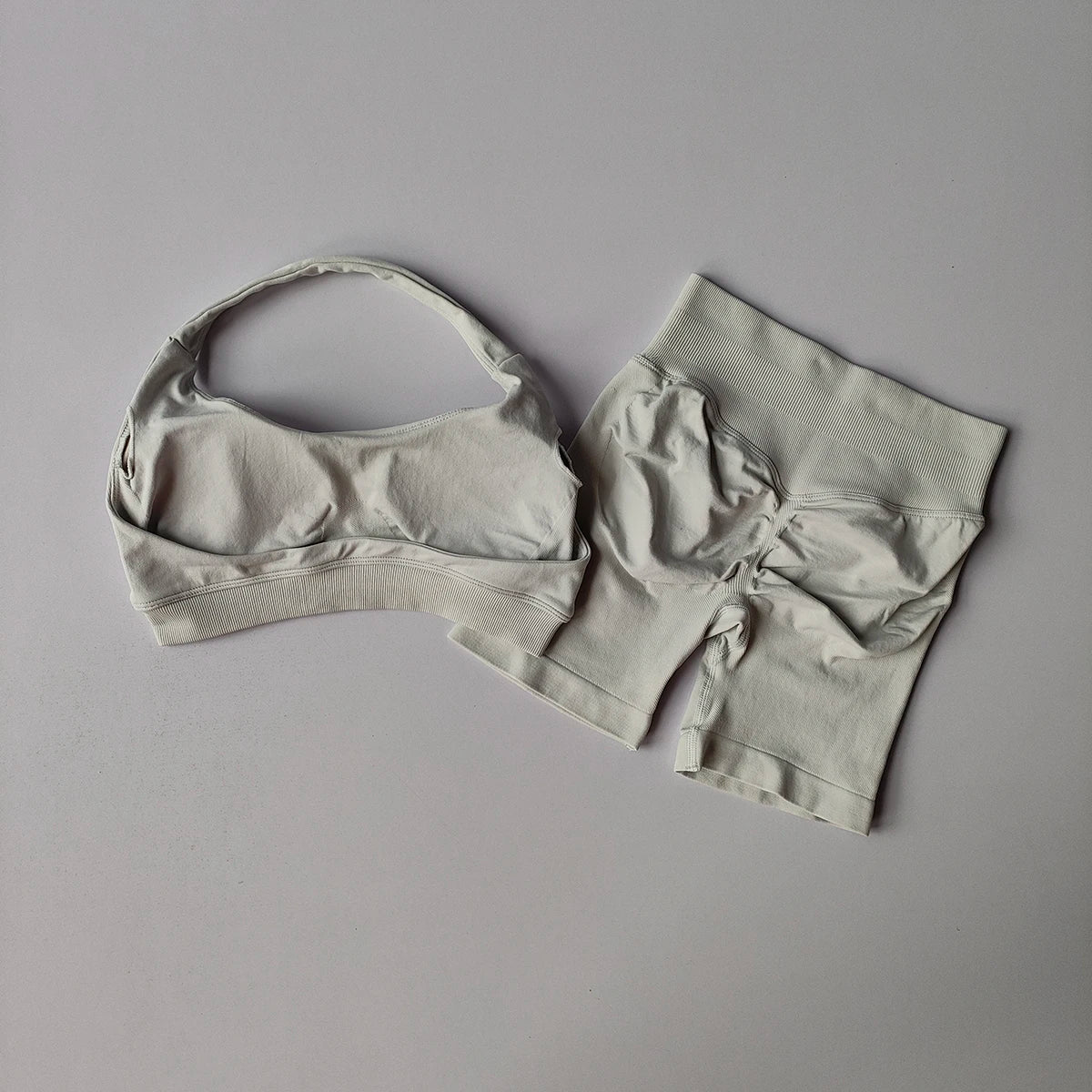 Women’s 2-Piece Yoga Set – Halter Sports Bra & Matching Shorts