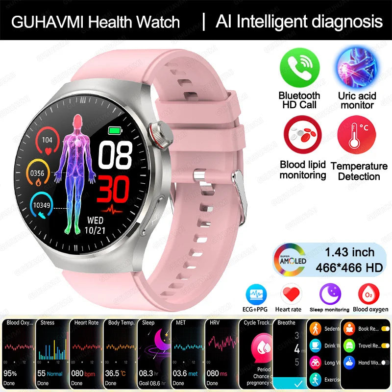 Nursing-Grade Health Smartwatch – Blood Oxygen, ECG, & Body Metrics