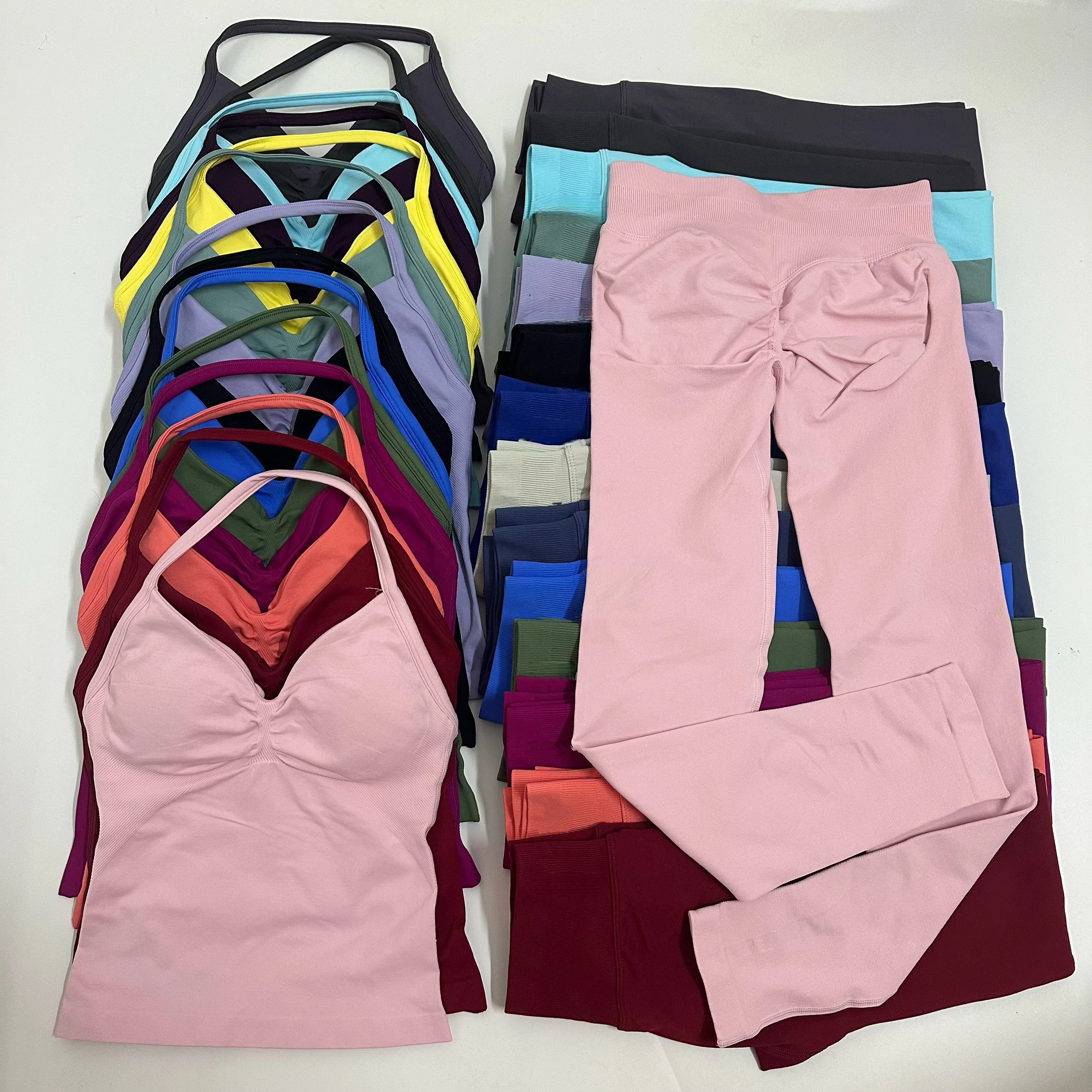 Women’s 2-Piece Yoga Set – High-Waist Leggings & Backless Tank Top