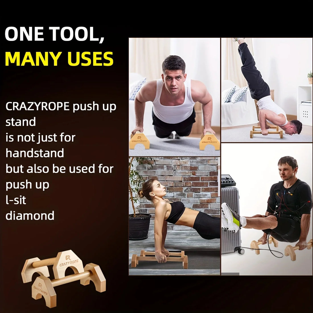 Wooden Push-Up Bar Stands – Fitness & Bodybuilding Training Rack