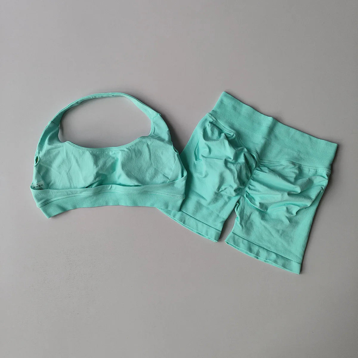 Women’s 2-Piece Yoga Set – Halter Sports Bra & Matching Shorts