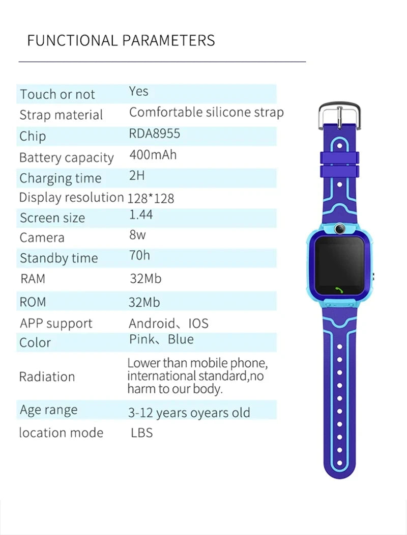 Xiaomi Kids Smart Watch SOS GPS Location Tracker  Sim Card Call Child SmartWatch