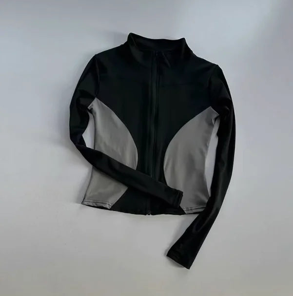 Women’s Slim Long-Sleeve Yoga Jacket – Quick-Dry Fitness Top with Zipper