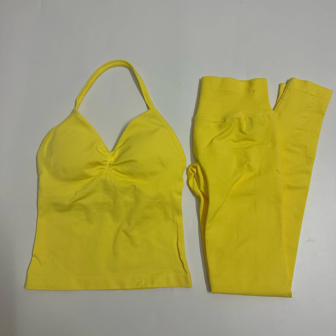 Women’s 2-Piece Yoga Set – High-Waist Leggings & Backless Tank Top