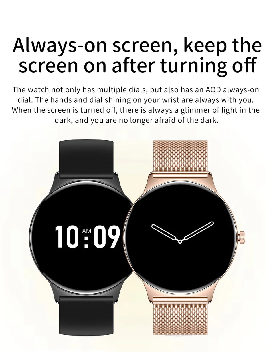 Ultra-Slim AMOLED Smartwatch – Heart Rate & BT Calling for Women