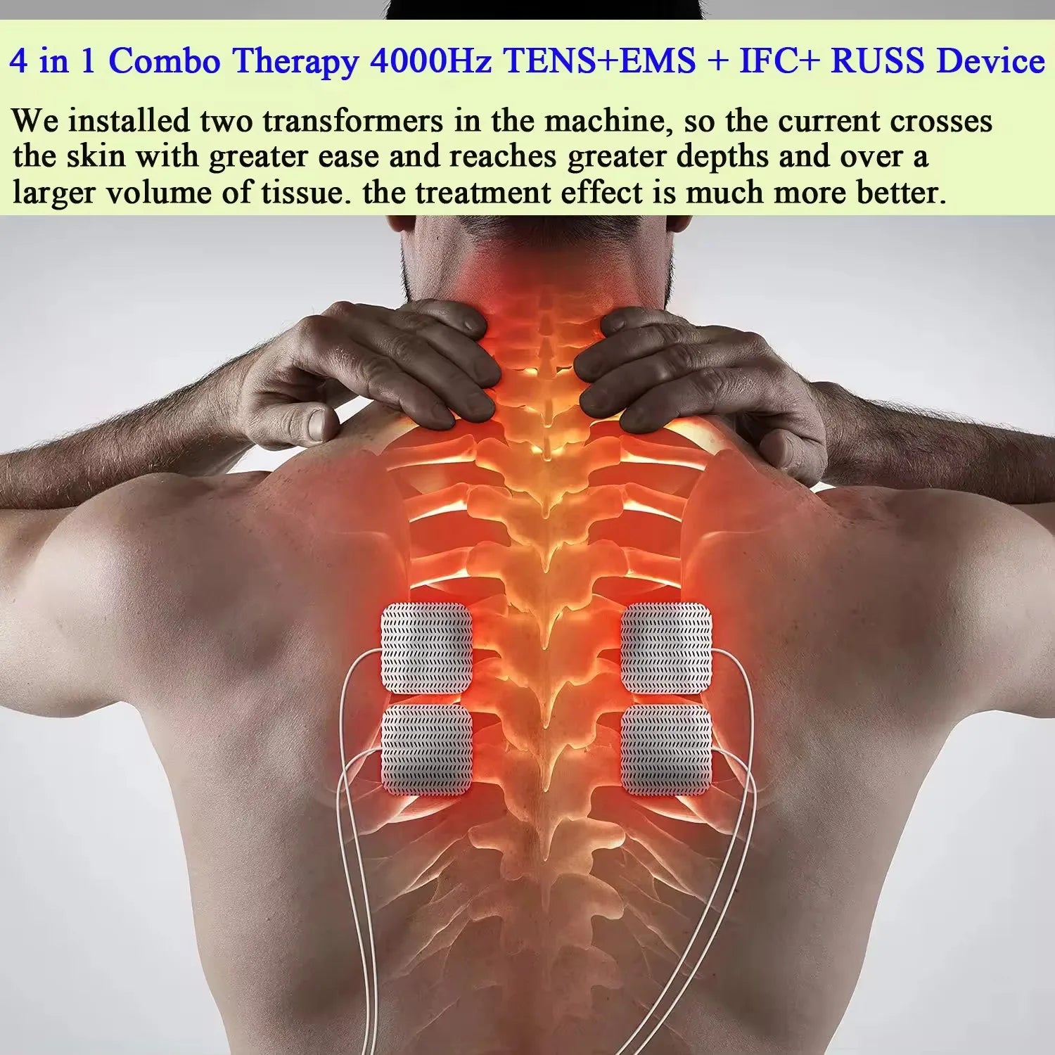 4-in-1 EMS TENS IFT RUSS Electric Muscle Stimulator Device