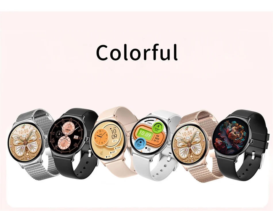 Ultra-Slim AMOLED Smartwatch – Heart Rate & BT Calling for Women