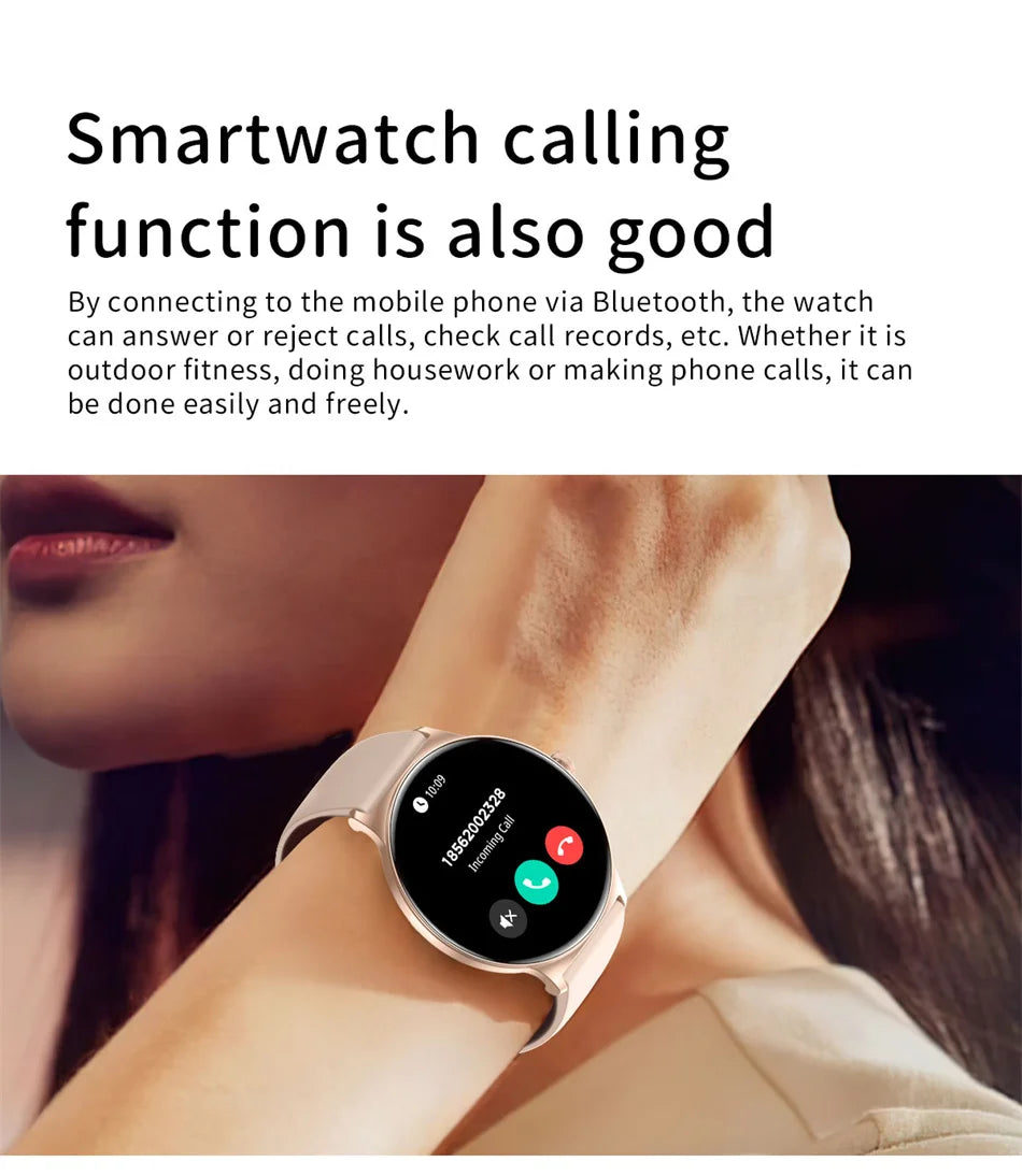Ultra-Slim AMOLED Smartwatch – Heart Rate & BT Calling for Women