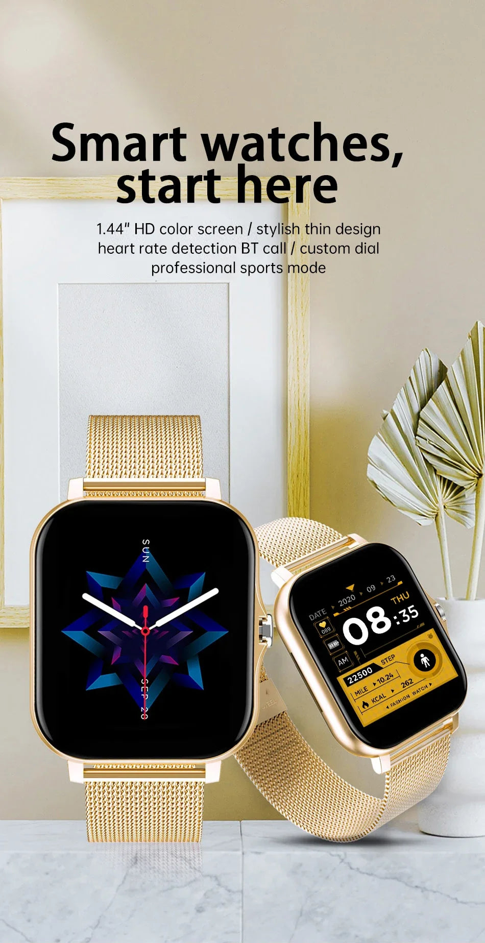 1.44" Color Screen Smartwatch – Bluetooth Call & Health Monitoring
