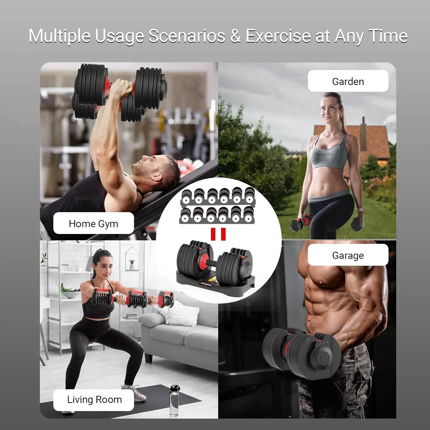 Adjustable Dumbbells 25/52.5 lbs – Full-Body Fitness Workout Set