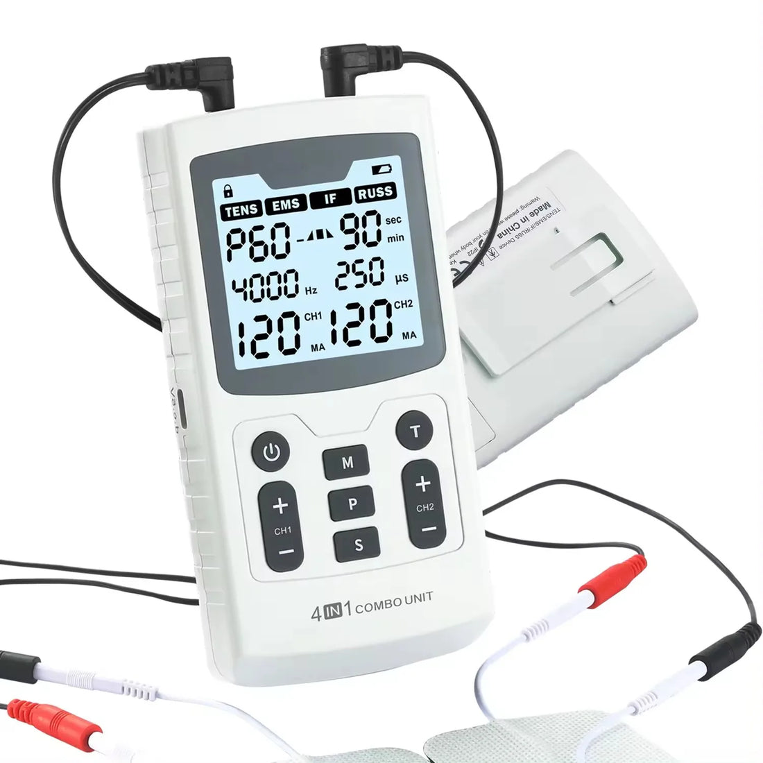 4-in-1 EMS TENS IFT RUSS Electric Muscle Stimulator Device