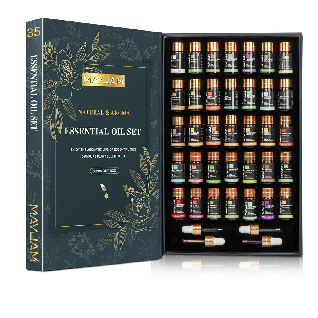 MAYJAM 35pcs Essential Oils Set – Diffuser, Candle & Air Freshener