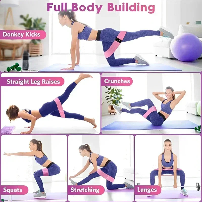 Fabric Resistance Hip & Booty Bands – 3-Piece Glute & Thigh Workout Set
