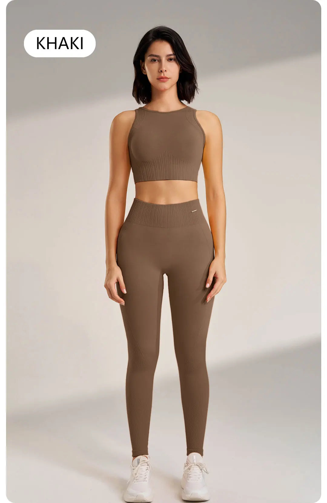 Women’s Two-Piece Yoga Set – High-Waisted Leggings & Seamless Top