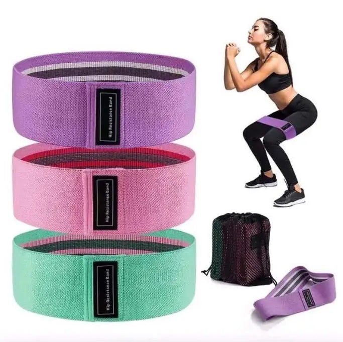 Fabric Resistance Hip & Booty Bands – 3-Piece Glute & Thigh Workout Set
