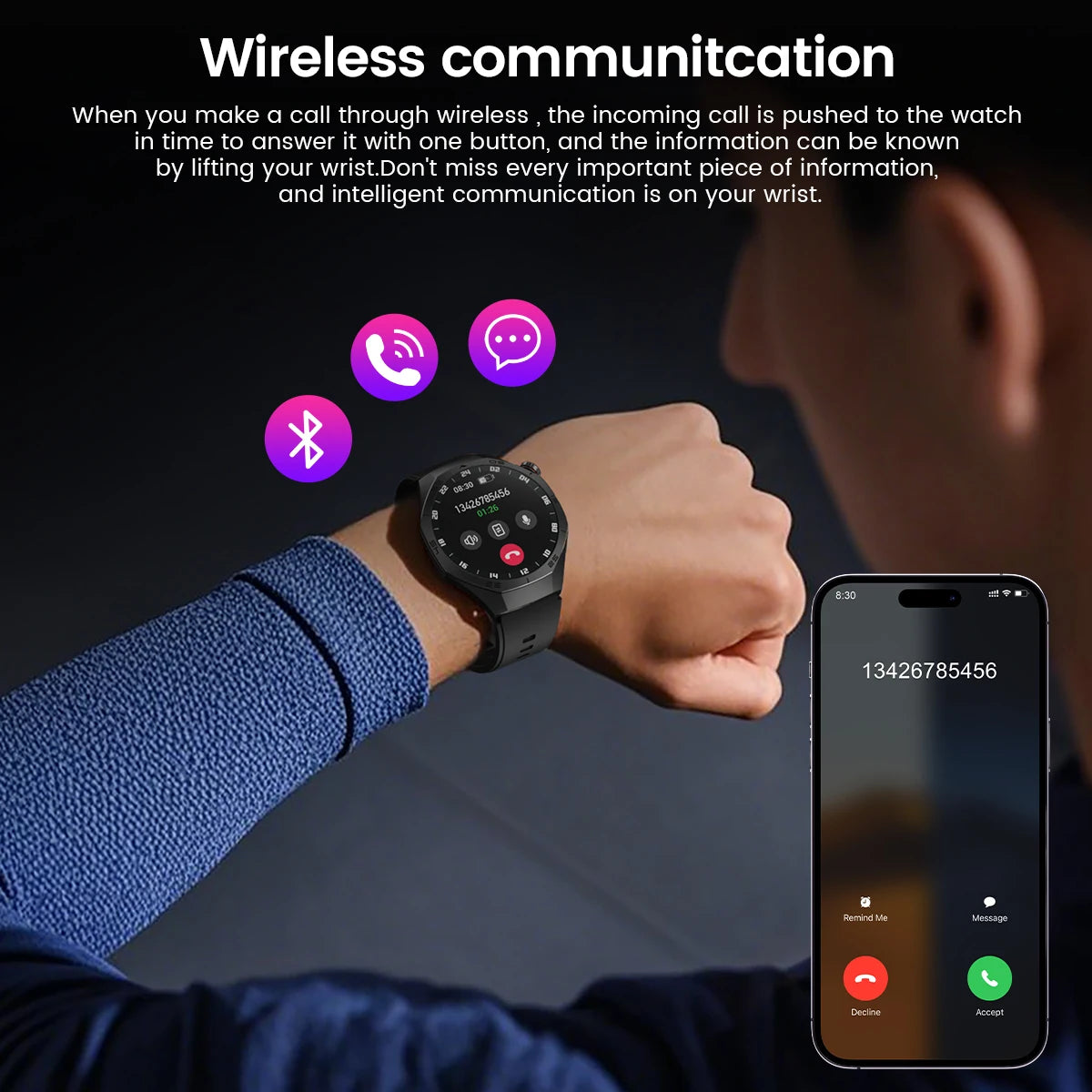 AMOLED GPS Smartwatch – Heart Rate, Motion Tracking & Bluetooth Calls
