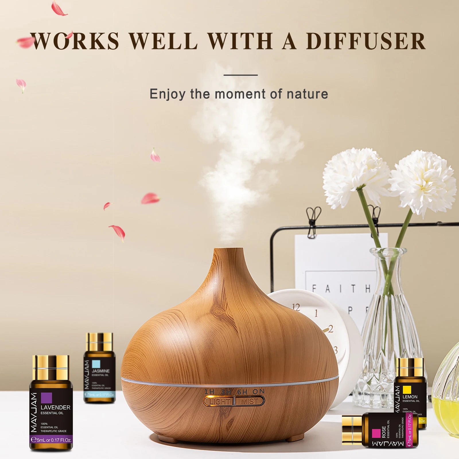 MAYJAM 35pcs Essential Oils Set – Diffuser, Candle & Air Freshener