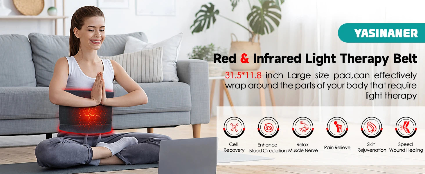 660nm & 850nm Red Light Belt 360 LEDs Near Infrared Photon Wrap for Full Body Pain Relief & Muscle Relaxation