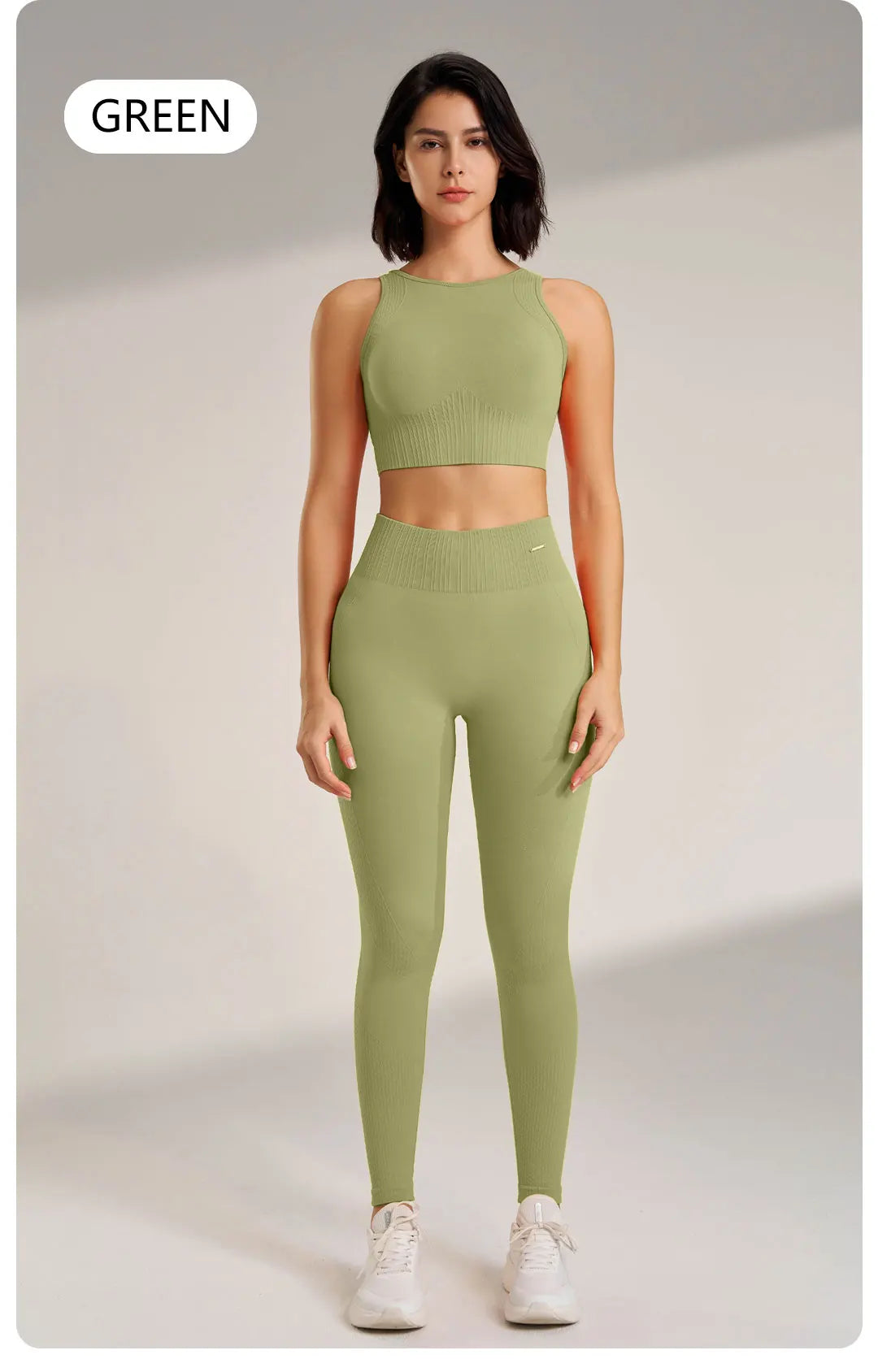 Women’s Two-Piece Yoga Set – High-Waisted Leggings & Seamless Top