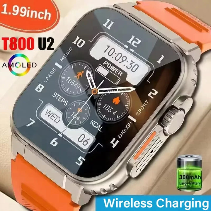 LAXASFIT T800 U2 Smartwatch – Bluetooth, Music, Fitness & Wireless Charging