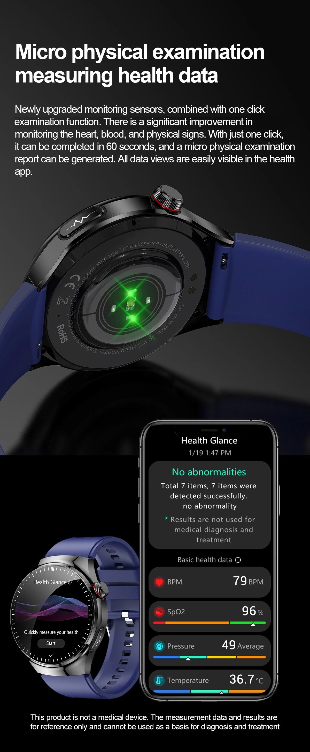 Nursing-Grade Health Smartwatch – Blood Oxygen, ECG, & Body Metrics