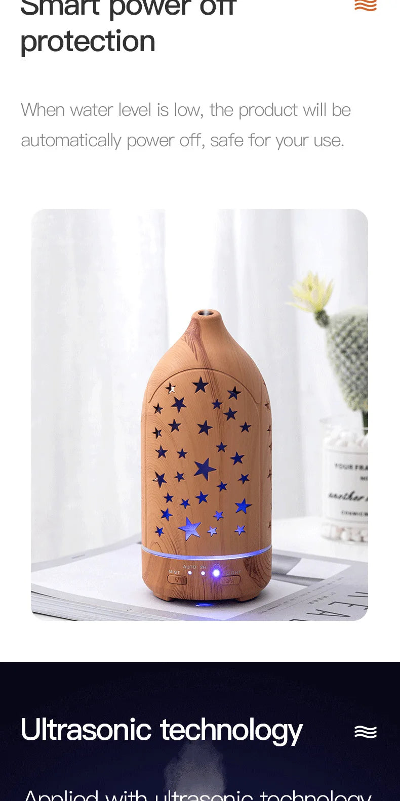 100ml Ultrasonic Essential Oil Diffuser – LED Lights & Adjustable Mist