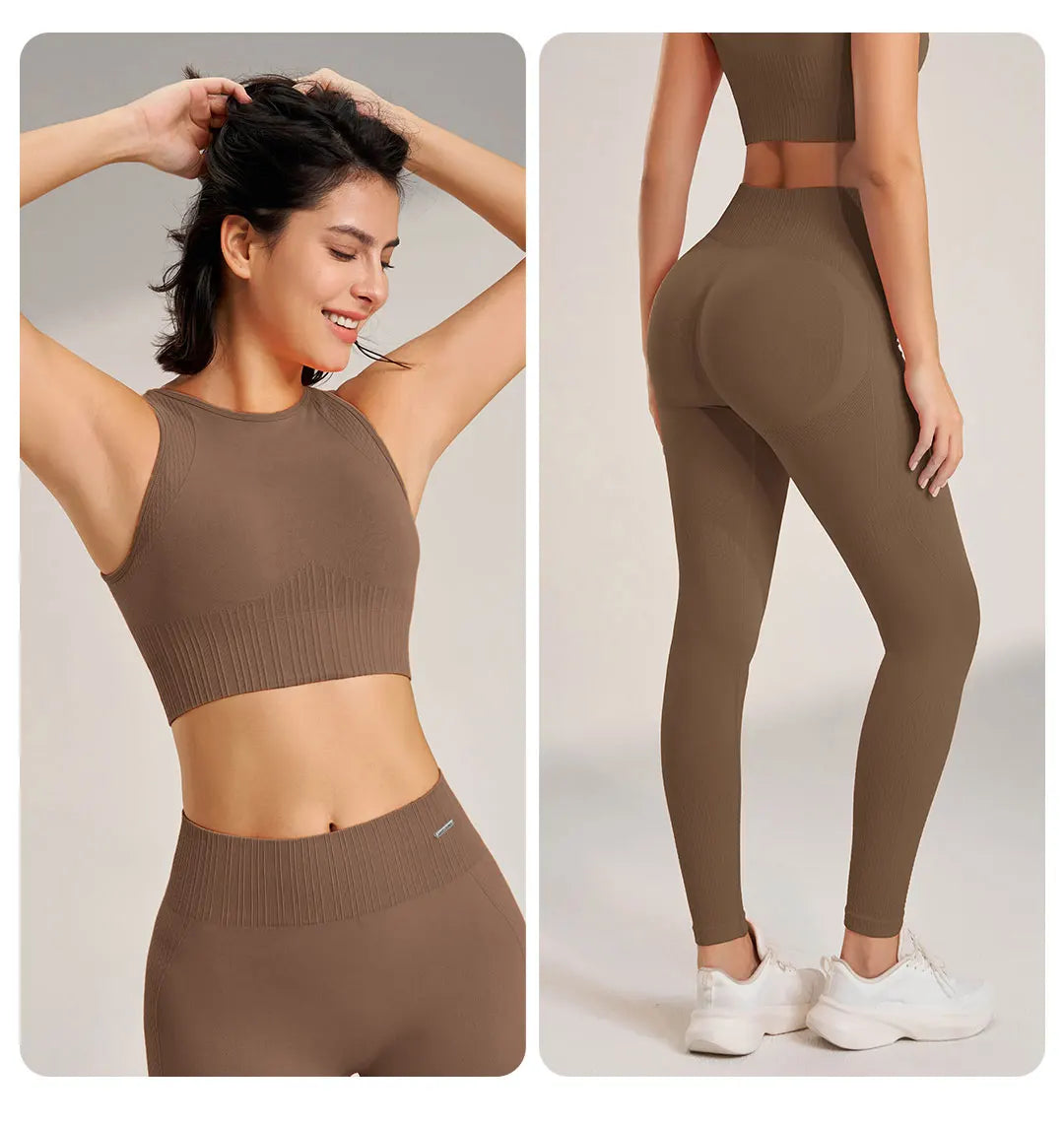 Women’s Two-Piece Yoga Set – High-Waisted Leggings & Seamless Top