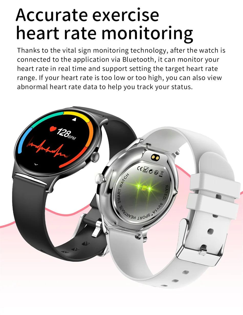 Ultra-Slim AMOLED Smartwatch – Heart Rate & BT Calling for Women