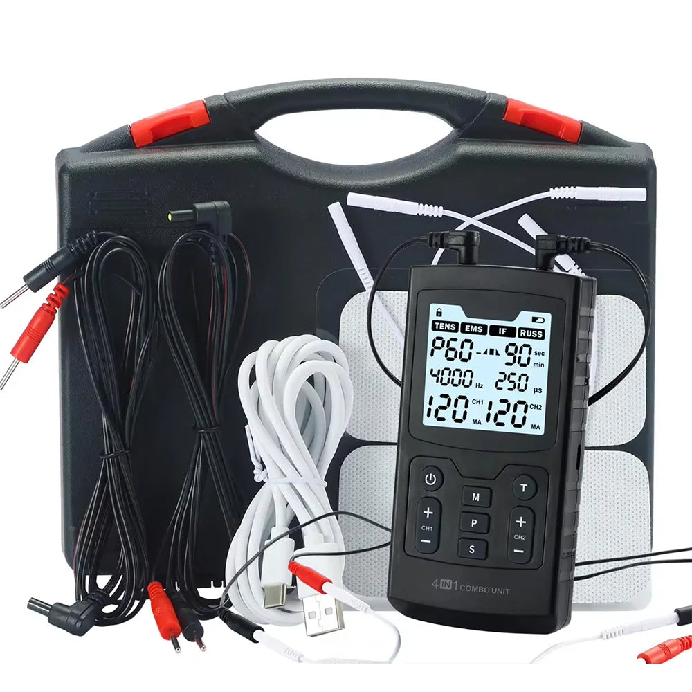 4-in-1 EMS TENS IFT RUSS Electric Muscle Stimulator Device