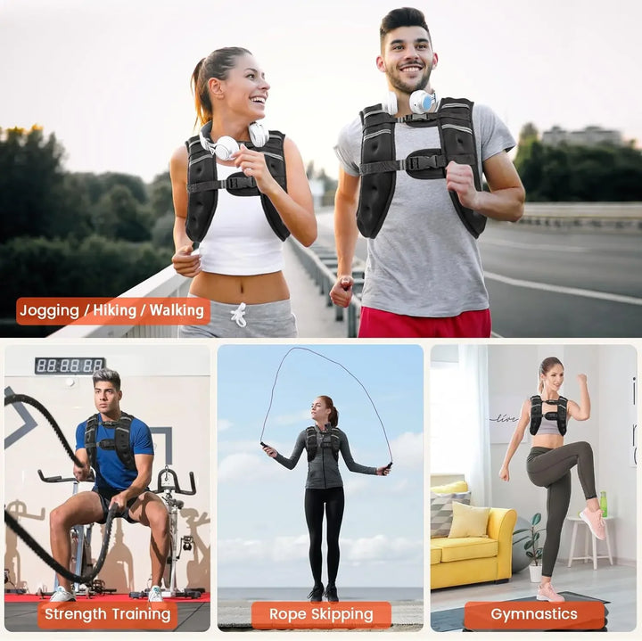 30LB ADJUSTABLE WEIGHT VEST (6-30lb for Men & Women) w/ REFLECTIVE Stripe - Train, Run, Burn Fat!