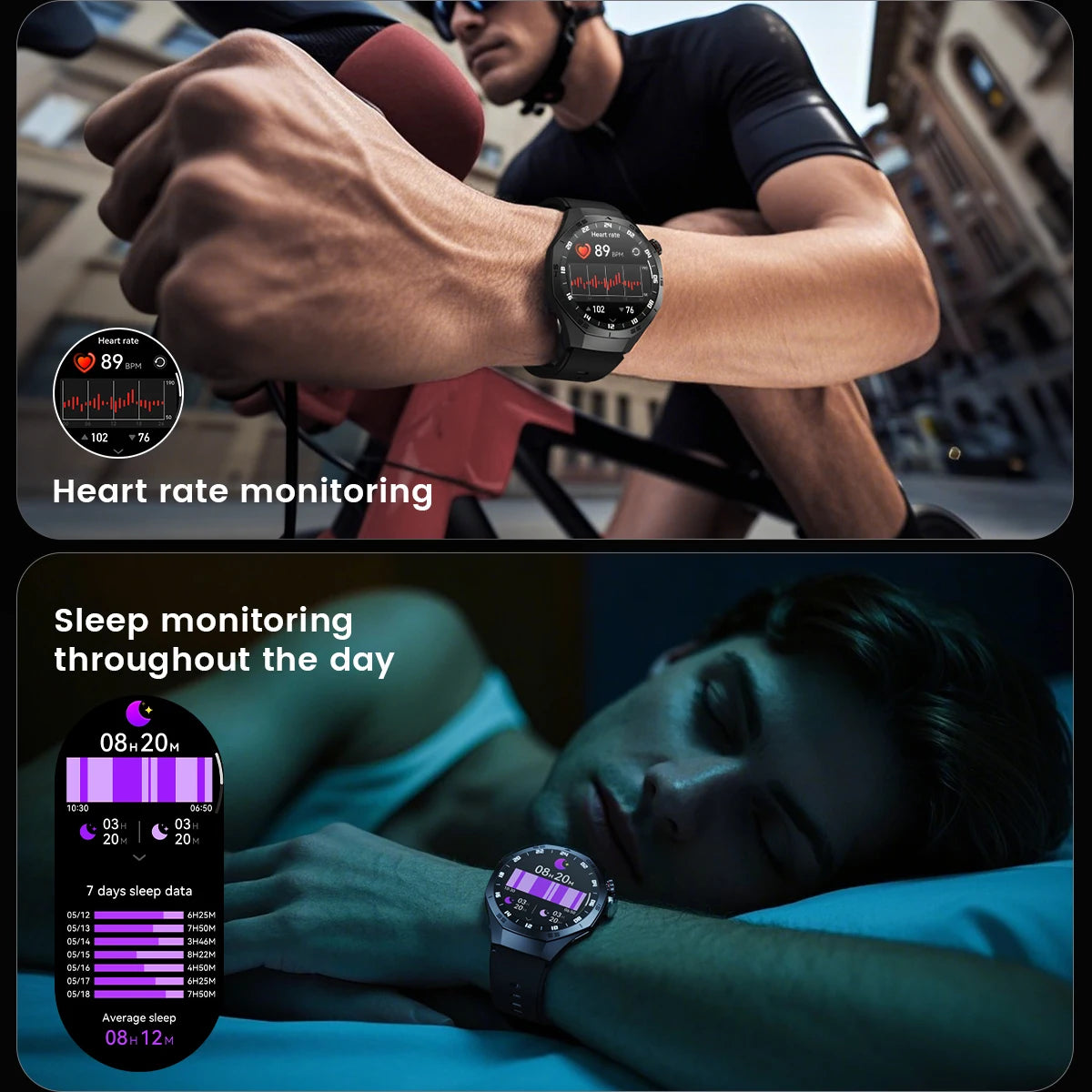 AMOLED GPS Smartwatch – Heart Rate, Motion Tracking & Bluetooth Calls