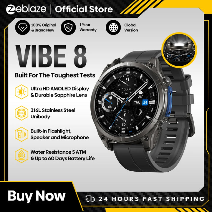 Zeblaze VIBE 8 Smartwatch – 1.43" AMOLED Voice Call & Multi-Sport Tracker