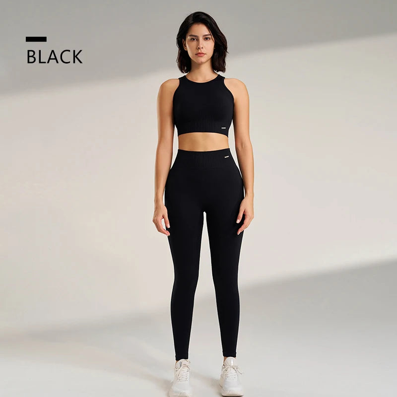 Women’s Two-Piece Yoga Set – High-Waisted Leggings & Seamless Top