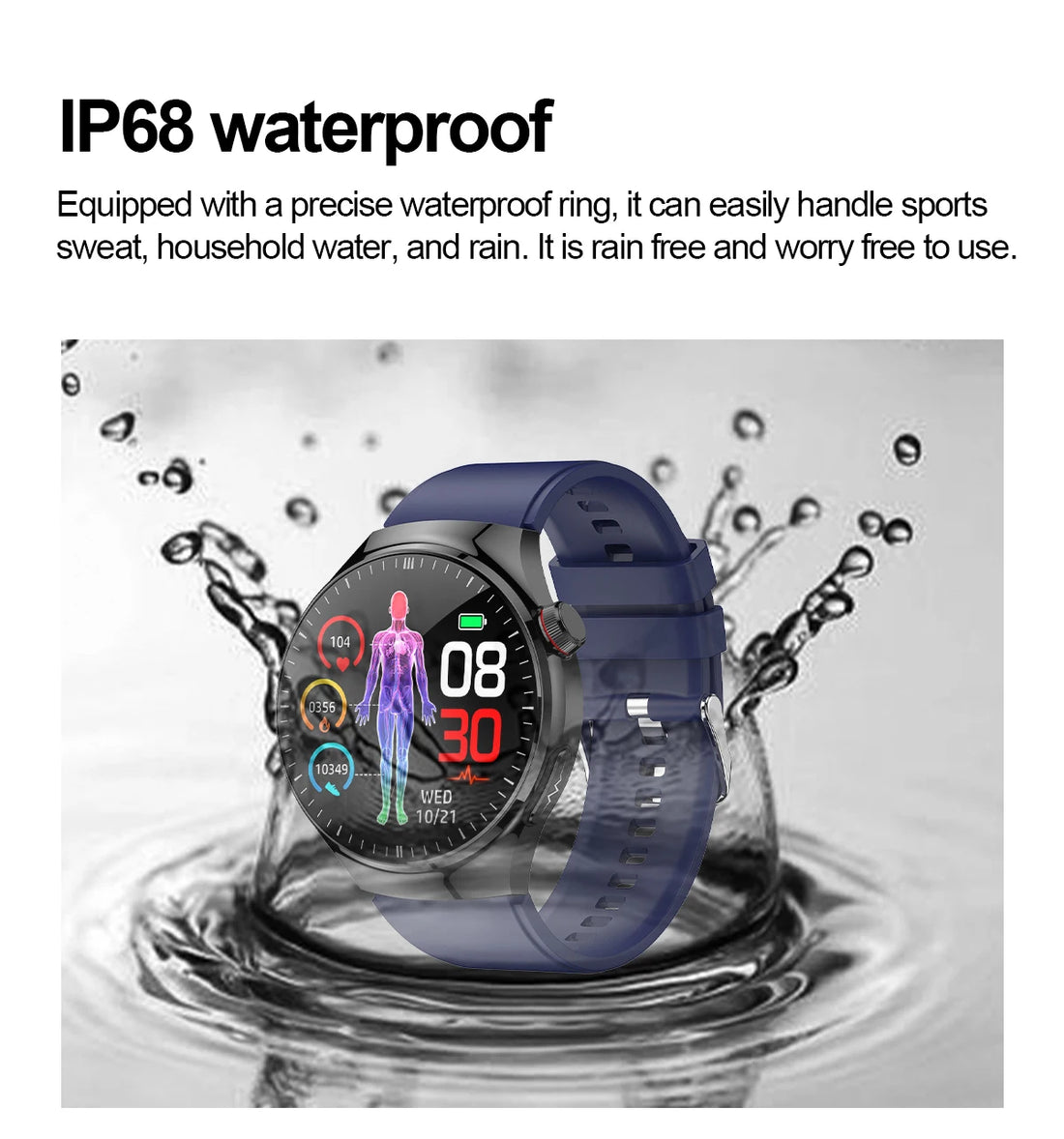 Nursing-Grade Health Smartwatch – Blood Oxygen, ECG, & Body Metrics