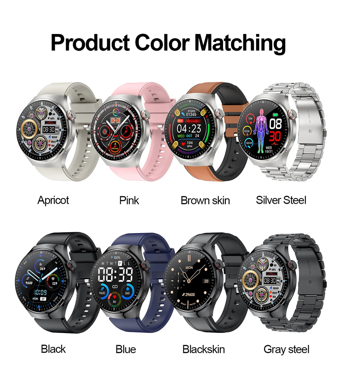 Nursing-Grade Health Smartwatch – Blood Oxygen, ECG, & Body Metrics