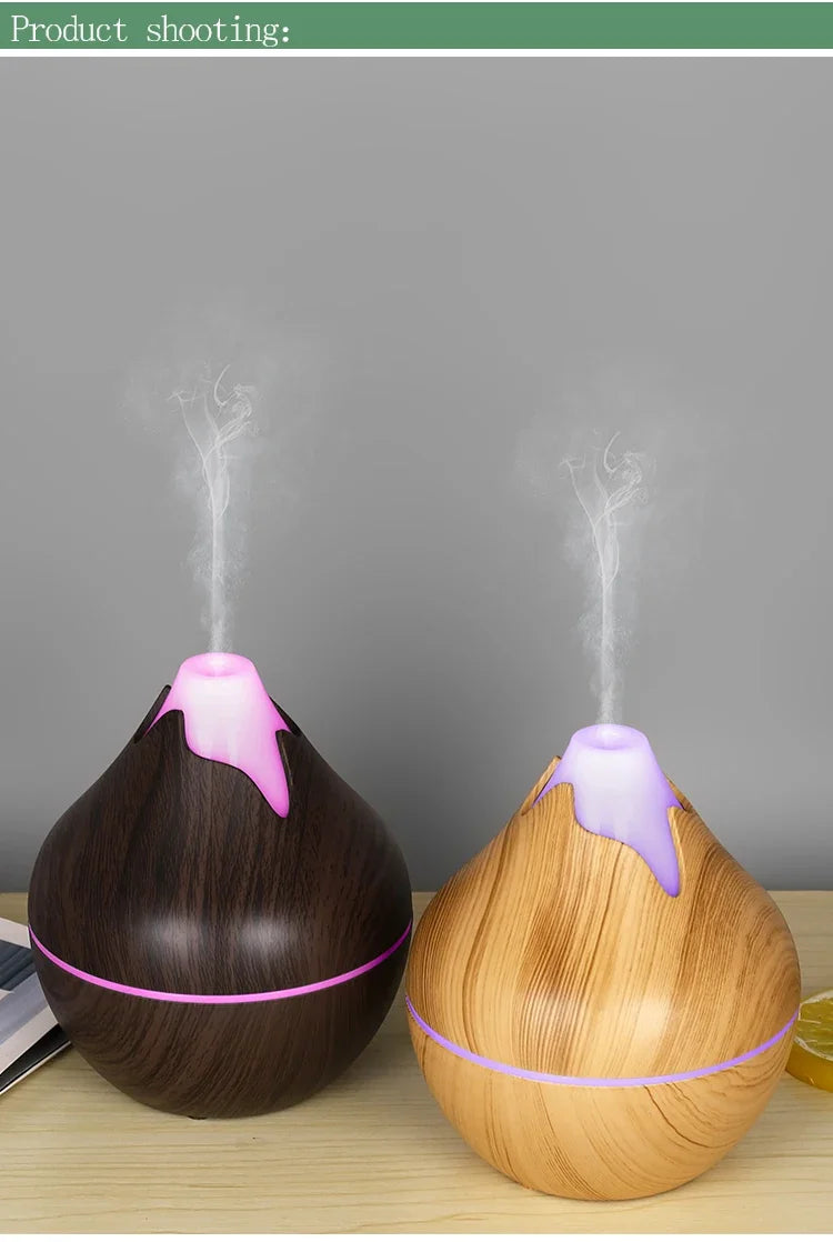 350ml USB Wood Aroma Diffuser – Ultrasonic Humidifier with LED Light