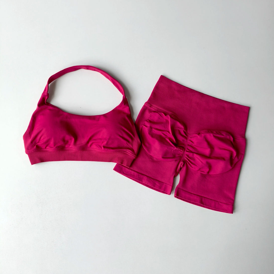 Women’s 2-Piece Yoga Set – Halter Sports Bra & Matching Shorts